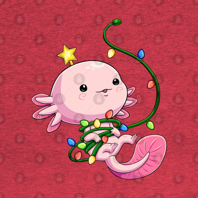 Holiday Glow: Axolotl's Christmas Lights by GoshWow 